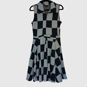 MARIGOLD par Marilyne Baril Checkerboard A-Line Dress - Blue -  Medium - NWOT